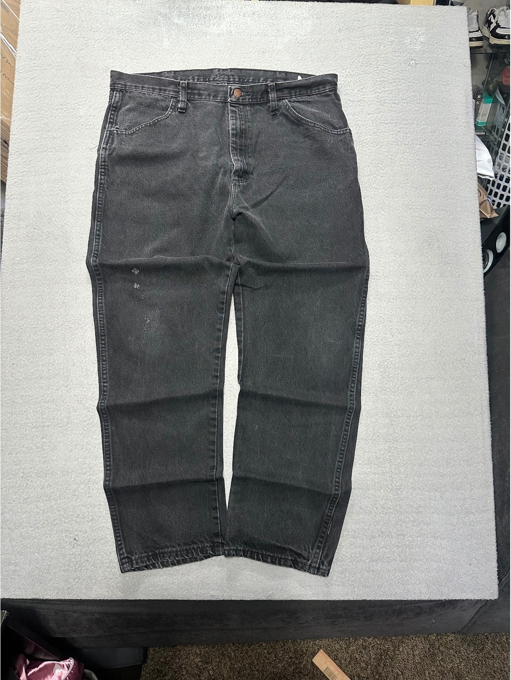 2000s Dark Washed Rustler Black Jeans 38x30 Straight Leg 100% Cotton